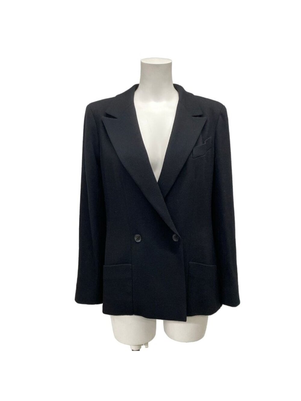 Chanel Jacket 40 Black Wool